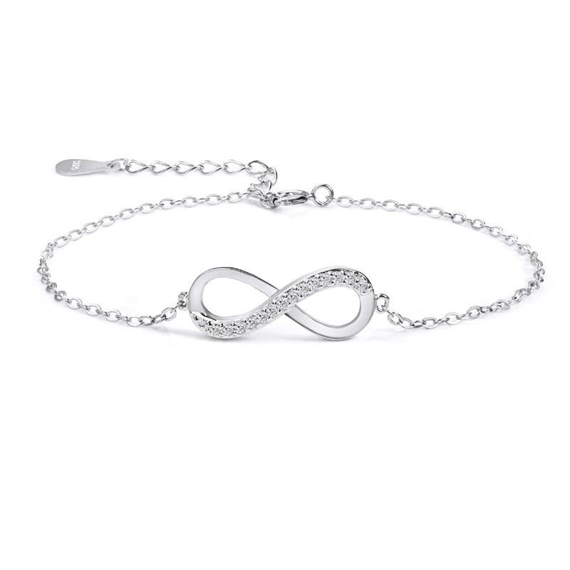 Bracelet Bijoux en Argent Sterling zircone cubique 925 pour Femmes, Infinity Symbol Love Cadeau pour l'anniversaire de Noël Sain