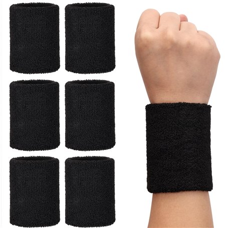 H&S Protege Poignet Eponge pour Tennis - Lot 6X Bracelet Protège Poignet Musculation pour Crossfit Foot Basketball - Serre Poign