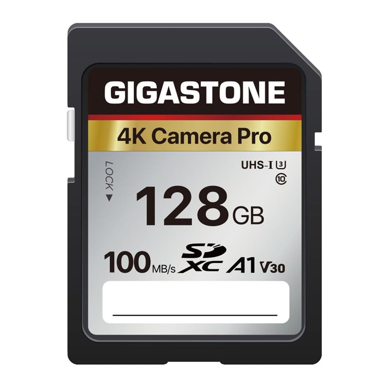 Gigastone Carte Mémoire SDXC 128 Go, 4K Caméra Pro Série, Vitesse de Transfert allant jusqu'à 100 Mo/s. Compatible avec Canon Ni