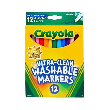 Crayola - 12 Feutres fins ultra lavables (pointe fine) - boîte française - Loisir créatif - Coloriage - papeterie - dessin - à p