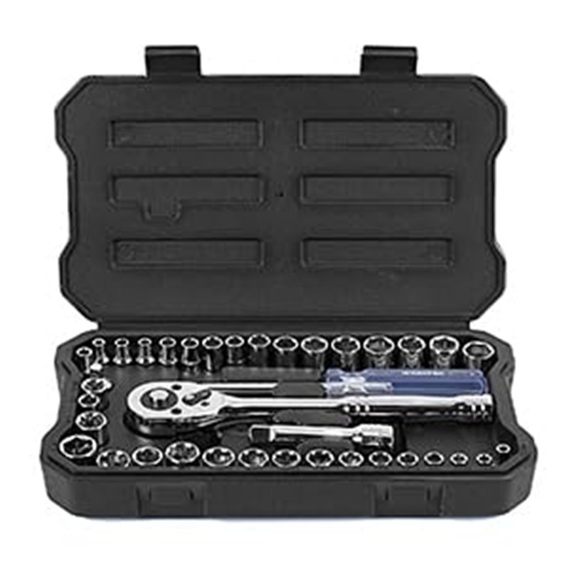 WORKPRO Coffret de Douilles en Cr-V 1/4-inch et 3/8-inch et Clé à Cliquet de Dégagement Rapide (39-Pièce)