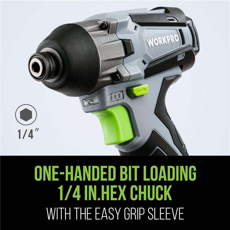 Image secondaire de WORKPRO Visseuse à Choc sans Fil 12V avec Batterie 2,0A, Couple de 100N.m, 2000 tr/min, Clé à Choc avec Mandrin à Changement Rap