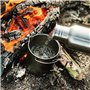 Bestargot Cafetiere Camping en Titane 750ml,Cafetière à Piston,Ultralight Tasse à Titane,Popote Bivouac Multifonctions,Titane Pu