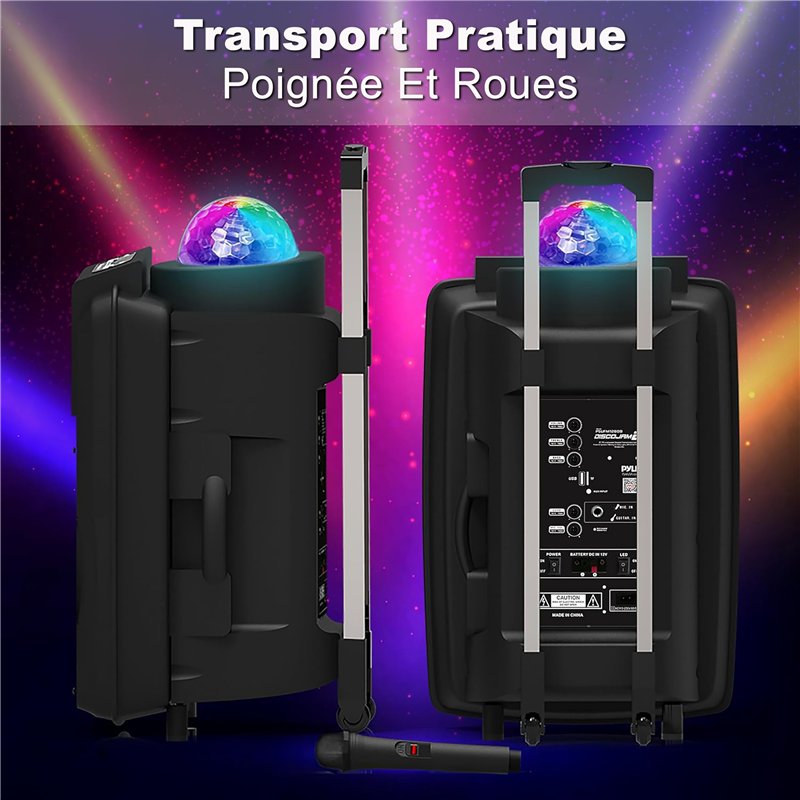 Image secondaire de Pyle Enceinte Bluetooth,700W, Enceinte Active Karaoke, Haut Parleur Portable Rechargeable Alimenté par Batterie, Ensemble de Mic