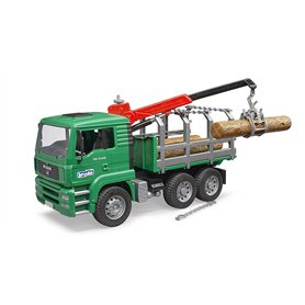 bruder 02769 - MAN Transport de bois Camion avec grue de chargement et 3 troncs d'arbre