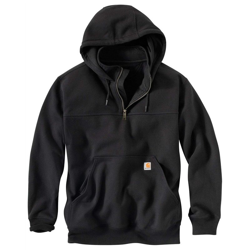 Carhartt Men's Rain-Defender Paxton Heavyweight Hooded Zip Mock Sweatshirt, Black, 2X-Large