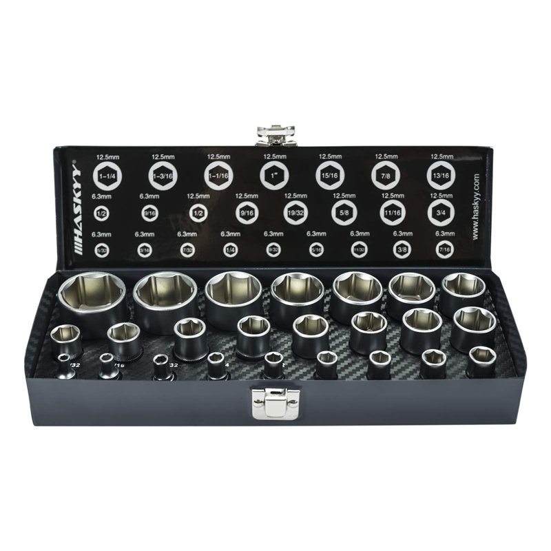 HASKYY Clé à douille Douilles à noix Jeu d'outils clés douilles 24 pièces