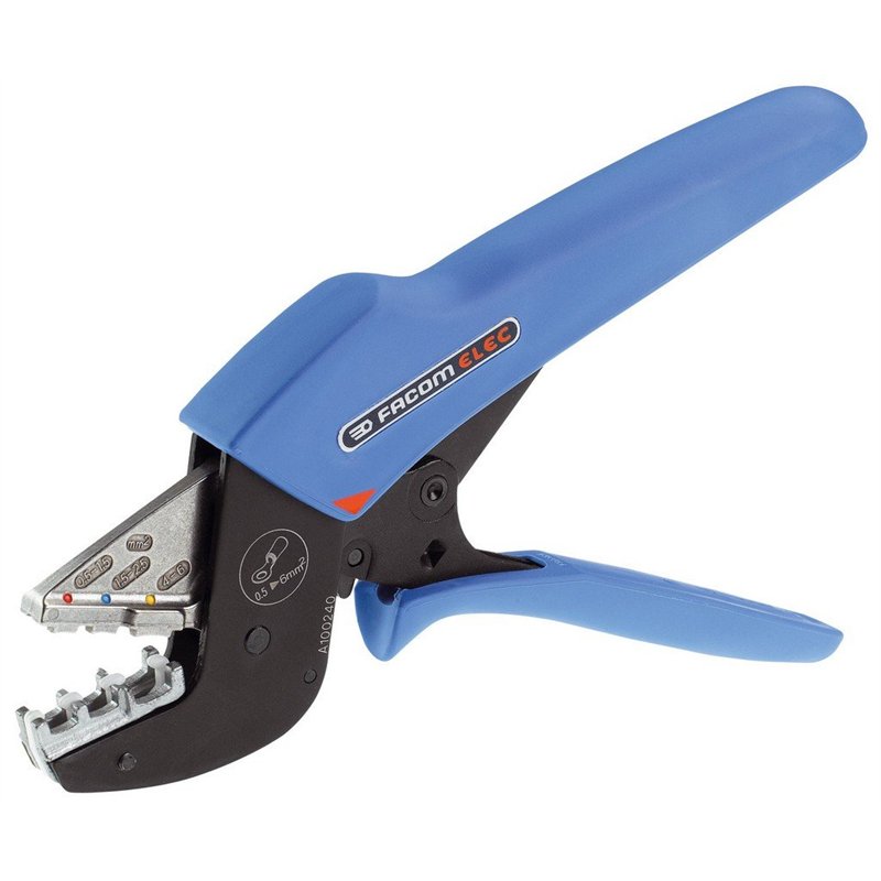 FACOM - Pince à Sertir à Cliquet pour Cosses Pre-Isolées Serka - 673838 - Outillage de Qualité - Longue Durée de Vie - Pour Prof