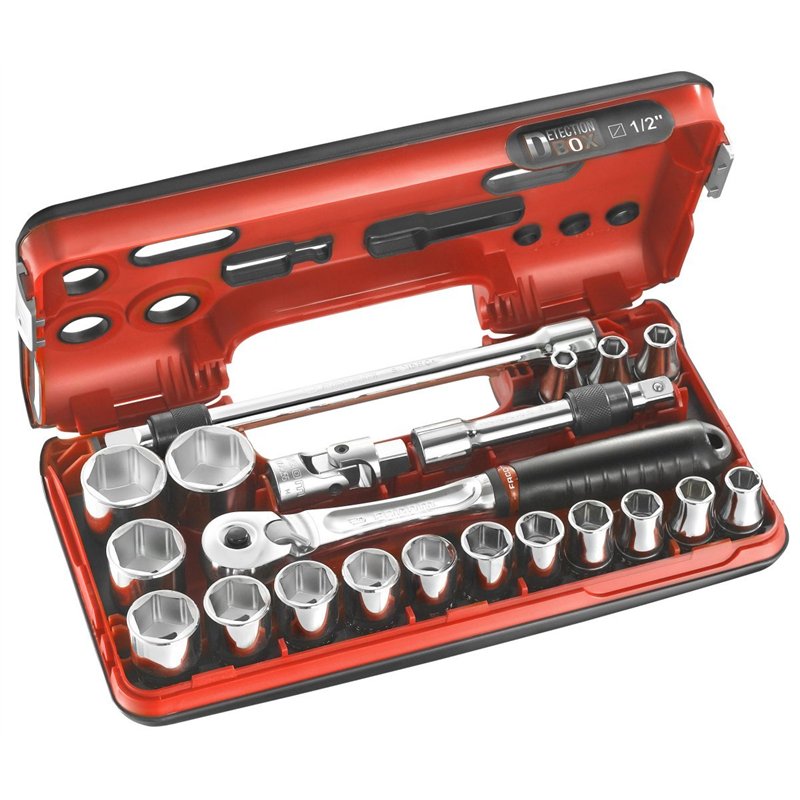 FACOM Coffret Detection Box - Cliquet Manche Rotatif Haute Performance et Douilles 1/2 