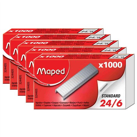 MAPED Lot de 5 Boites de 1000 Agrafes 24/6