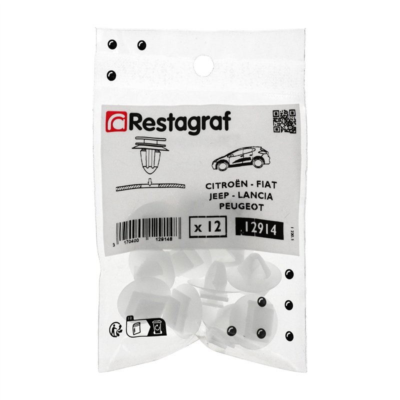 Image secondaire de Restagraf Agrafe de Moulure d=8,5 mm Ceinture de Caisse Compatible avec Véhicules type : Citroën, Fiat, Jeep, Lancia, Peugeot (P