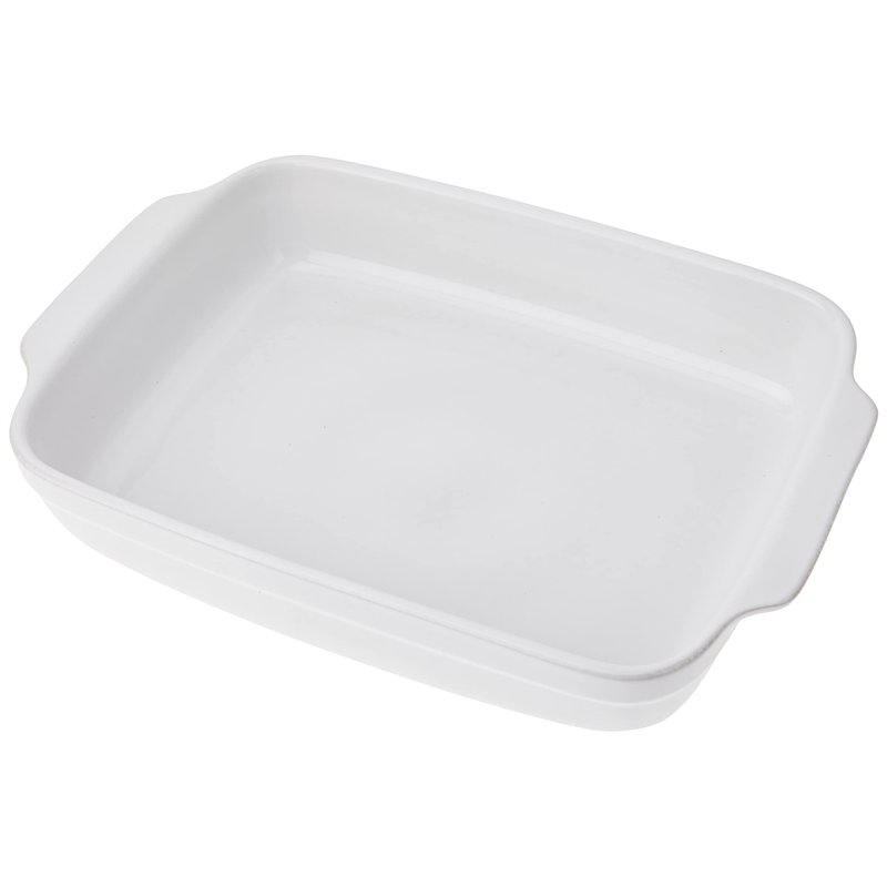 CREALYS 512732 Plat à Four Rectangulaire avec Anses Céramique Blanc 36,5 x 23,5 x 6,5 cm