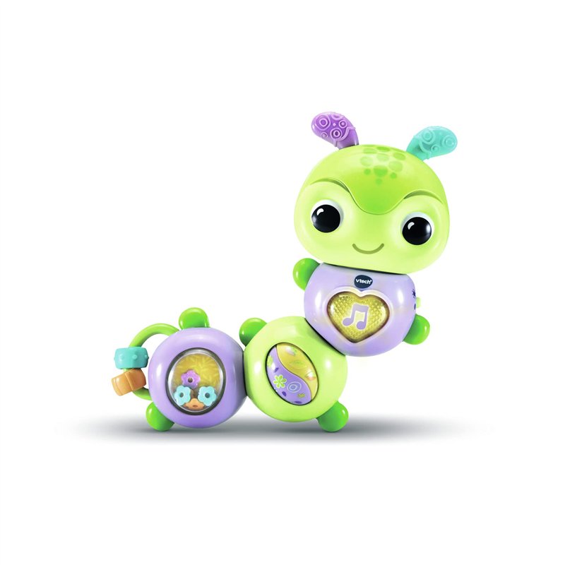 VTech - Myrtille Twist Chenille, Hochet Bébé Interactif et Musical, Activité Manuelle d'Éveil, Jouet de Dentition, Cadeau de Naissance