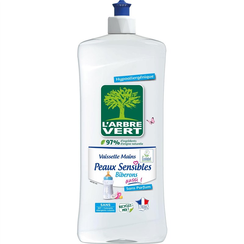 L'Arbre Vert Vaisselle Mains Ecolabel Peaux Sensibles Biberons Aussi !