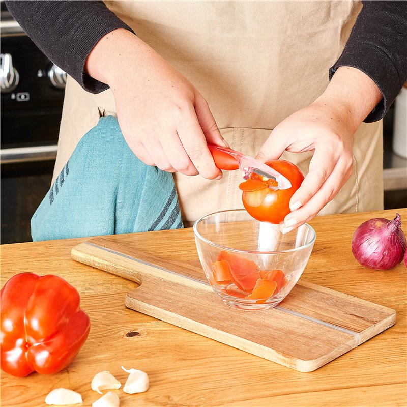 Image secondaire de MASTRAD F20545 Eplucheurs Peaux Fines Et Délicates – Utilisation Simple – Gamme Elios – Double Tranchant Et Dentelée – Lame INOX