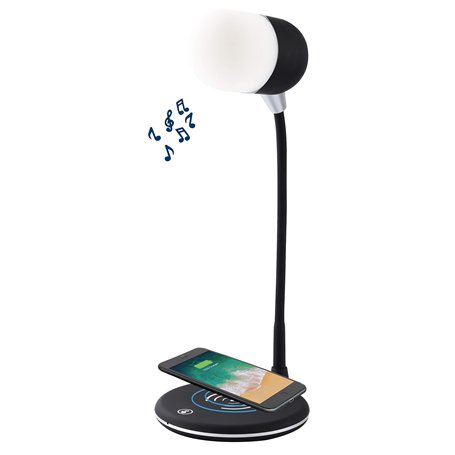 Blaupunkt - MP3990-133 - Lampe de Bureau avec Speaker et Cargeur Induction - Compatible Bluetooth - 3W - Noir