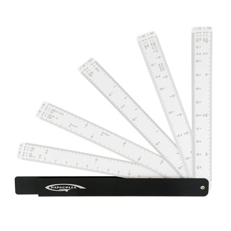 GRAPHOPLEX Regle 15 cm Réduction en Éventail - 10 Échelles de Conversion - Réglets Souples et Graduations Précises - Materiel Me