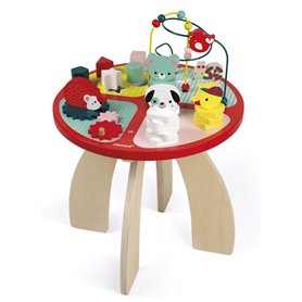 Janod - Table d'activités en Bois Baby Forest - Grand Jouet d'Éveil pour Encastrer, Empiler, Manipuler - Avec Labyrinthe, Boulie Janod - Table d'activités en Bois Baby Forest - Grand Jouet d'Éveil pour Encastrer