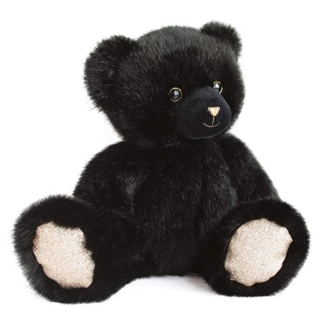 DOUDOU ET COMPAGNIE - Ours en Peluche - 37cm - Noir et Paillettes - Collection Ours La Peluche - Tout Doux pour les Câlins - Idé