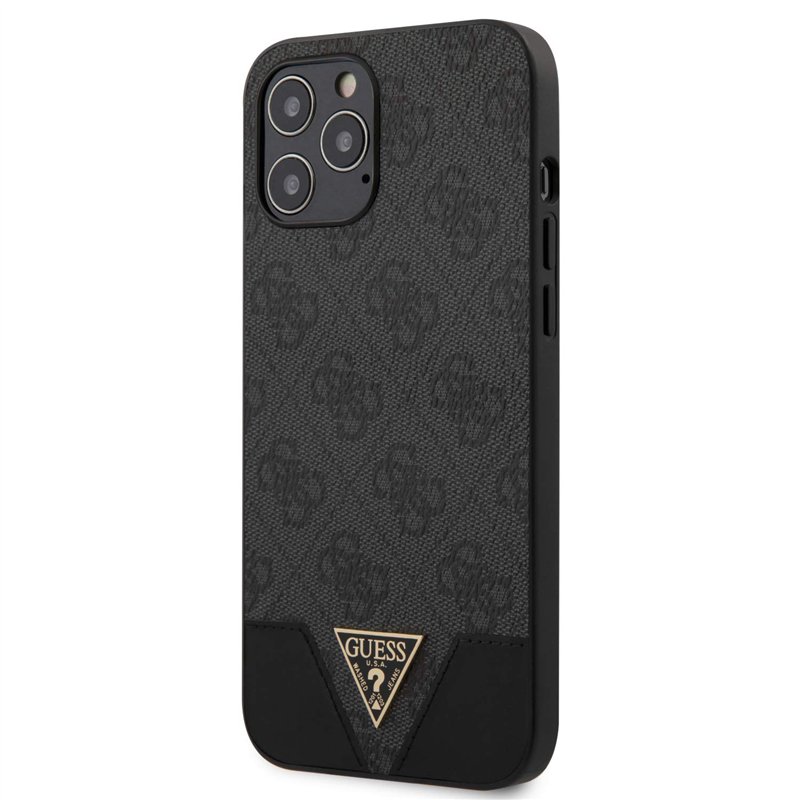 Guess GUHCP12LPU4GHBK 4G Collection Triangle Coque pour iPhone 12 Pro Max 6,7