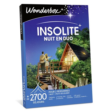 Wonderbox Insolite - Nuit en Duo - Coffret Cadeau Idée Cadeau Séjours