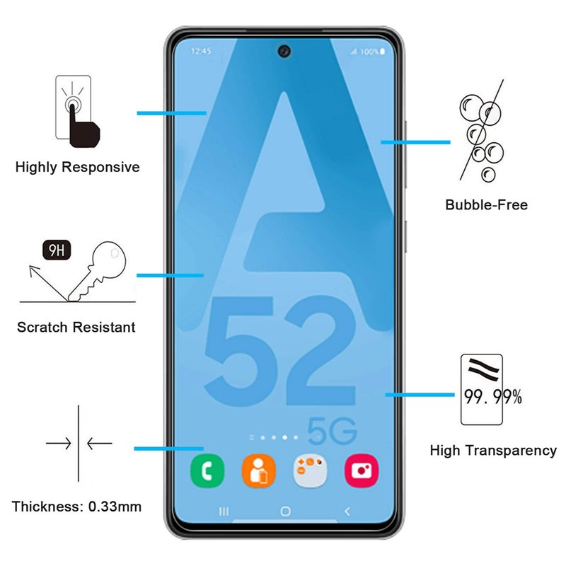 Image secondaire de NEW'C Lot de 2, Verre Trempé pour Samsung Galaxy A52, A52 5G, A52S 5G, Film Protection écran -sans Bulles d'air -Ultra Résistant
