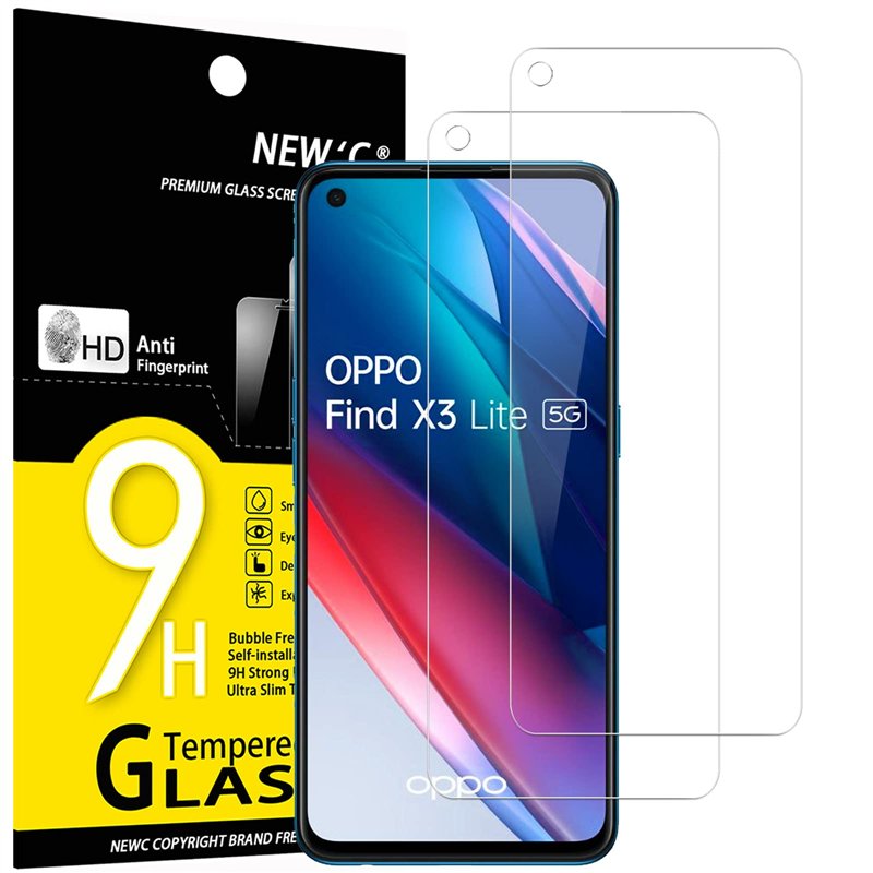 NEW'C Lot de 2, Verre Trempé pour Oppo Find X3 Lite, Film Protection écran -sans Bulles d'air -Ultra Résistant (0,33mm HD Ultra