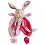 Baby Nat' - Doudou Lapin Plat - Lapin Poupi Rose - Imprimé Fleurs - Forme Originale Facile à Attraper avec Nouettes & Grandes Or