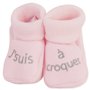 KINOUSSES - Chaussons Bébé - Brodés "J'suis à croquer" - 0-3 Mois - Rose/Argent