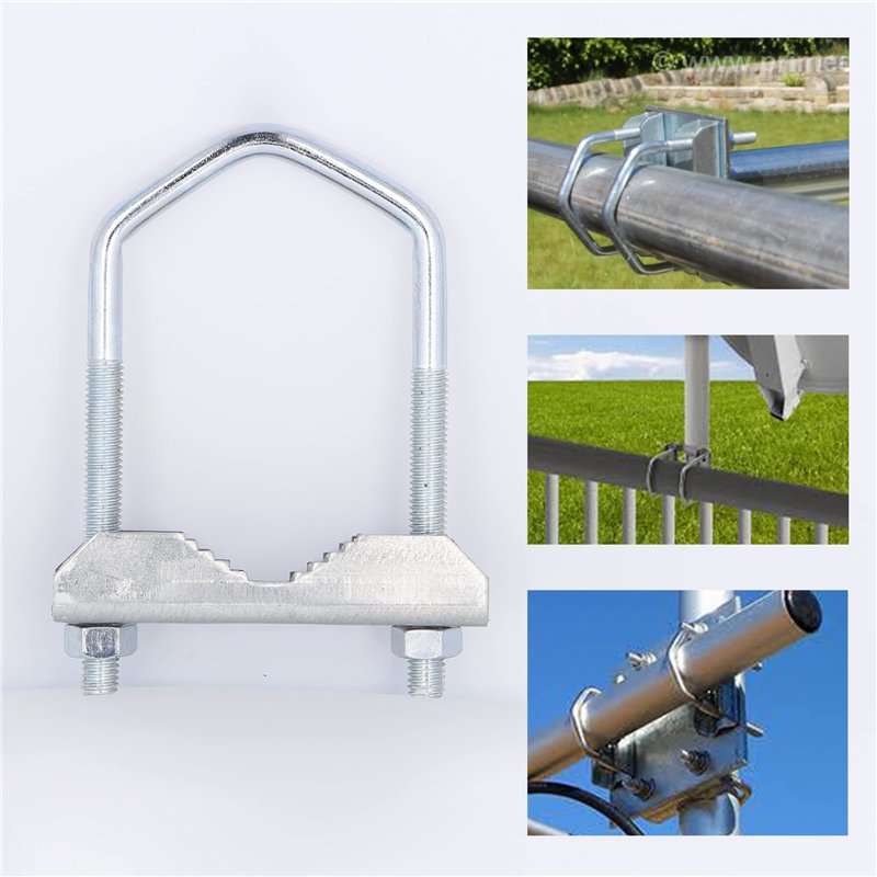 Image secondaire de HD-Line Bride-110mm Bride d'Etrier avec Mâchoire pour Fixation de Parabole et d'Antenne sur Mât, Gris, Set de 2 Pièces