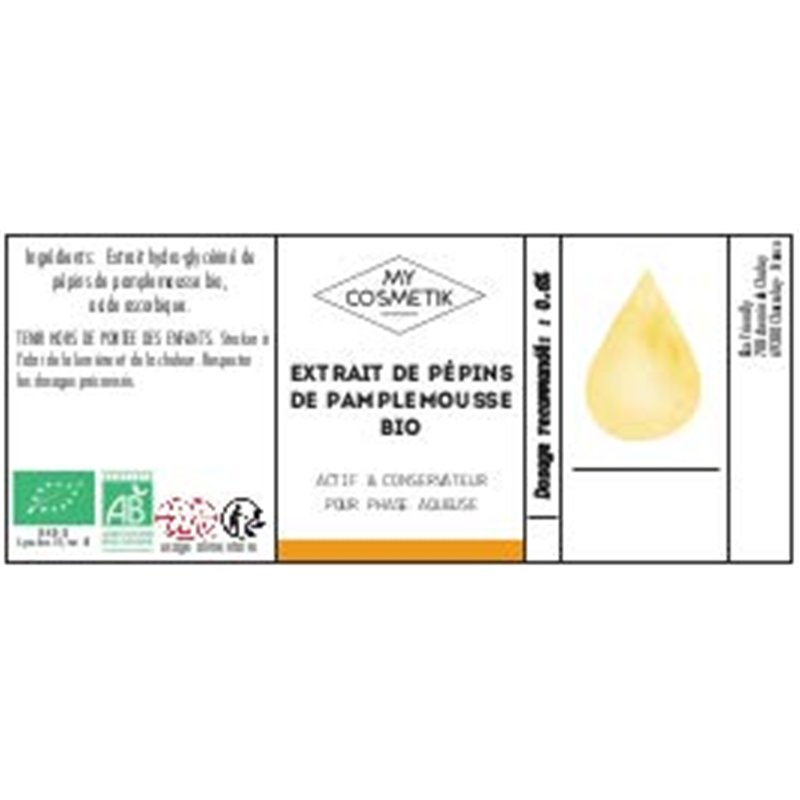 Image secondaire de MY COSMETIK - Extrait de Pepin de Pamplemousse (EPP) BIO AB - Actif cosmétique et conservateur pour phase aqueuse - Antioxydant 