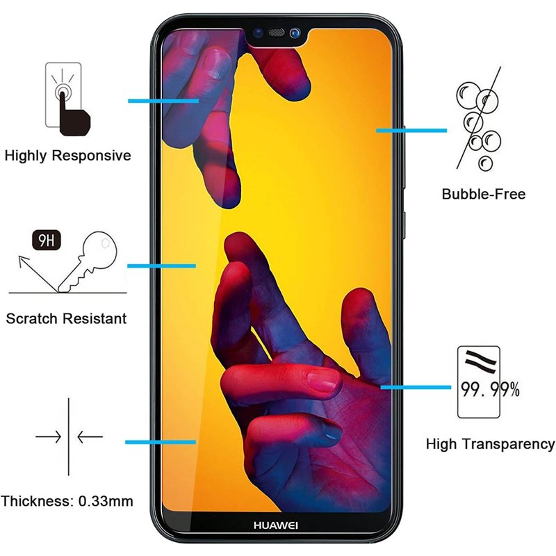 Image secondaire de NEW'C Lot de 3, Verre Trempé pour Huawei P20 Lite, Nova 3e, Film Protection écran sans Bulles d'air Ultra Résistant (0,33mm HD U