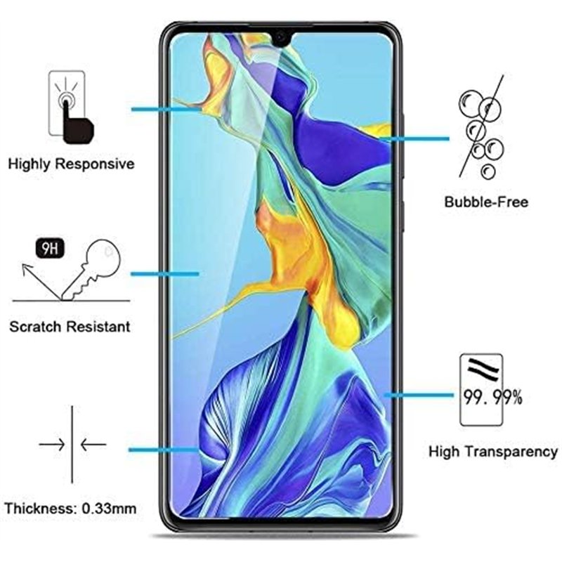 Image secondaire de NEW'C Lot de 3, Verre Trempé pour Huawei P30, Film Protection écran sans Bulles d'air Ultra Résistant (0,33mm HD Ultra Transparent)
