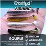 trifyd ® - Leurre Souple Truite Shad de 5 cm, Le Pack de 20 leurres de pêche + 5 têtes plombées