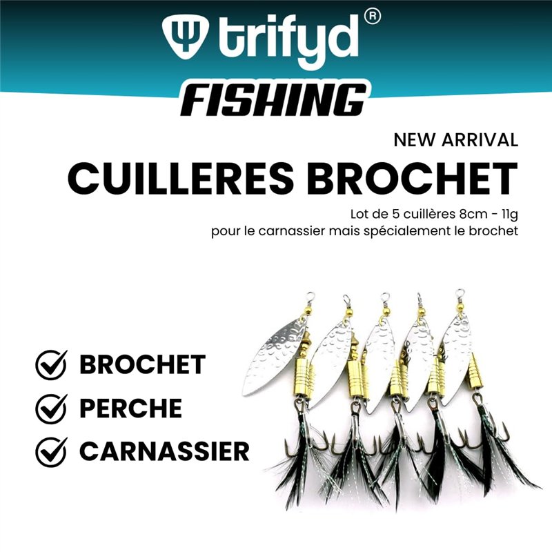 Image secondaire de trifyd ® Fishing - Cuilleres tournantes Peche Kits Leurres brochet et carnassiers 8 cm 11g - 5 pièces