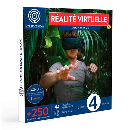 Live Escape Box - Coffret Cadeau Réalité Virtuelle Expérience 1-4 Joueurs