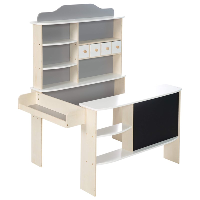 roba Marchande Enfant en Bois pour Garçons et Filles de 3 Ans et plus - 6 Compartiments 4 Tiroirs et 2 Étagères - Inclus Tableau