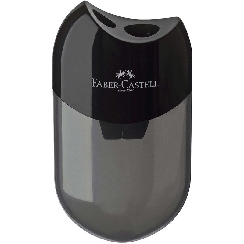 Image secondaire de Faber-Castell - 183500 - Taille-crayon double - Couleur du boîtier : noir/transparent (2 taille-crayons)