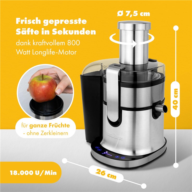 Image secondaire de Profi Cook PC-AE 1156 - Centrifugeuse Professionnelle - Bol 1 litre - 5 vitesses - Fonction turbo - Commande tactile - Affichage