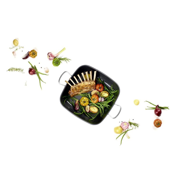 Image secondaire de Fissler Secural Cocotte en Acier Inoxydable, Grande Cocotte Rectangulaire (6,5 l – Ø 28 cm) avec Revêtement, avec Couvercle en V