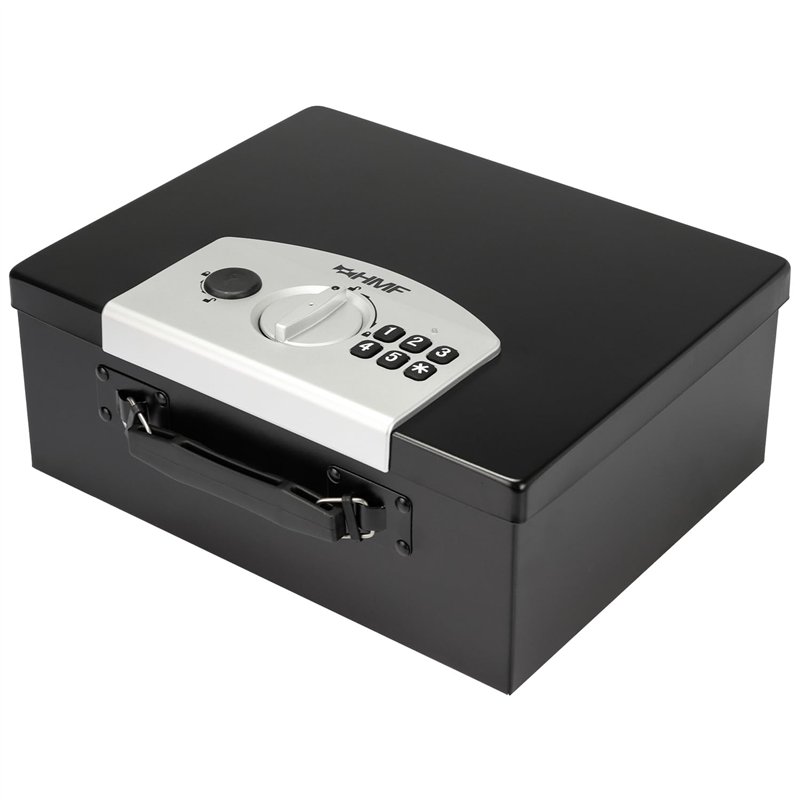 HMF 1006-02 Coffre-fort pour documents, Caisse à Monnaie verrou électronique, 32,5 x 25,5 x 12,5 cm, noir