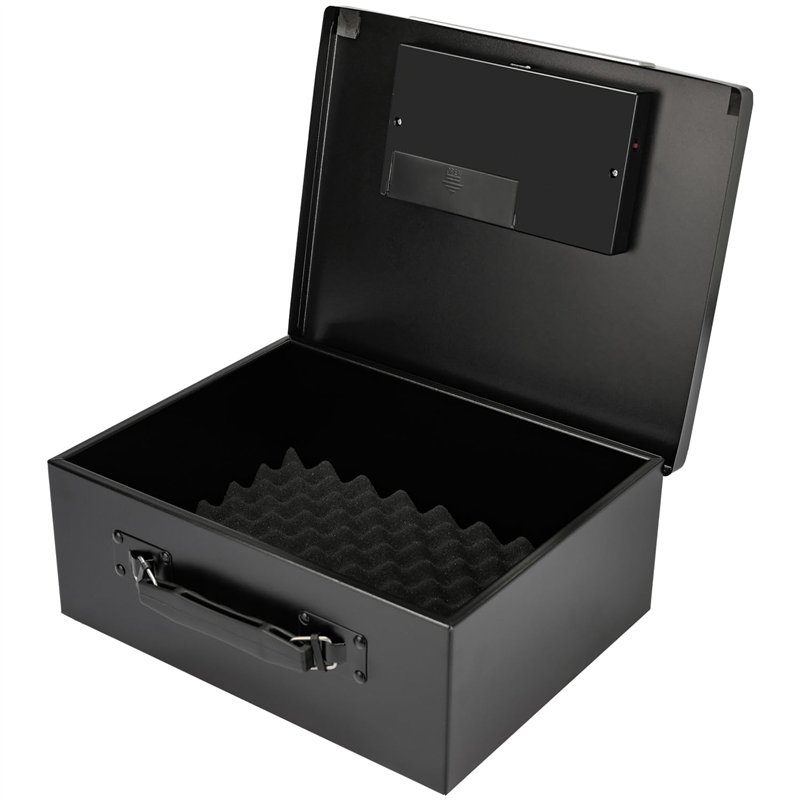 Image secondaire de HMF 1006-02 Coffre-fort pour documents, Caisse à Monnaie verrou électronique, 32,5 x 25,5 x 12,5 cm, noir