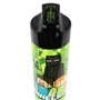 p:os 33171 - Gourde pour enfants, environ 540 ml, design transparent avec motif Minecraft et paille intégrée à rabat, en plastiq