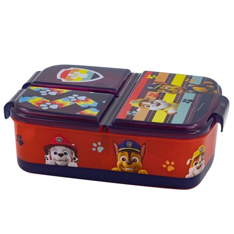 PAW PATROL Boîte à Lunch pour Enfants avec 3 Compartiments - Boîte à Repas en Plastique avec Fermeture à Clip - pour Maternelle