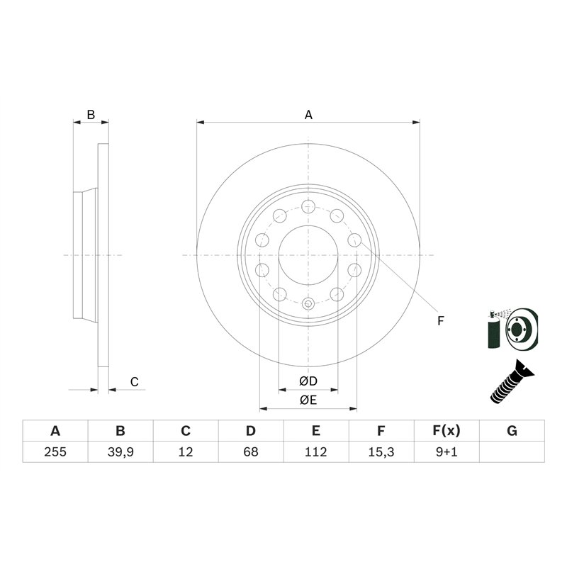 Image secondaire de Bosch BD884 Disques de frein - certification ECE-R90-1 jeu de 2 disques
