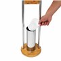 Relaxdays Ensemble porte brosse WC support porte rouleau papier toilette en bambou et inox brosse plastique distributeur papier 