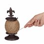 Relaxdays Bobine de Ficelle avec Ciseaux, Distributeur de Fil, Porte-Ficelle en Fonte, Décoration Jardin, Marron foncé
