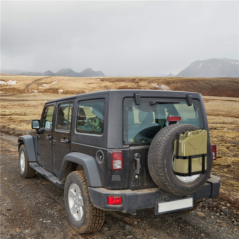 Image secondaire de Relaxdays Support pour jerricane Automobile, pour 10 & 20 l, réserve, Porte bidon, métal, Support récipient, Noir