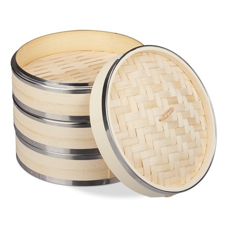 Relaxdays Cuiseur vapeur bambou