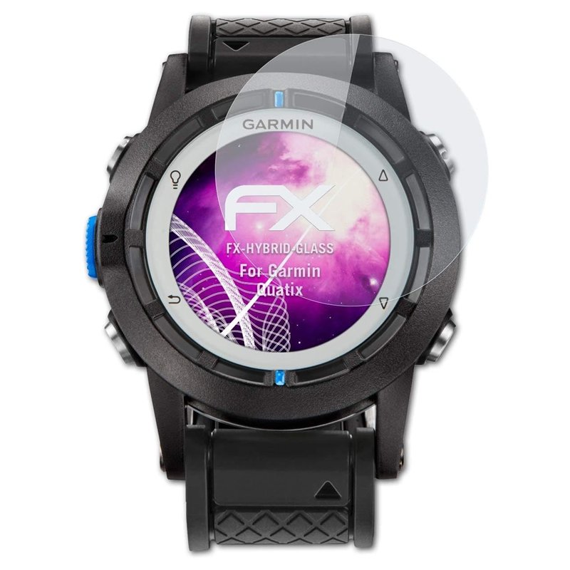 atFoliX Protection Écran Film de verre en plastique compatible avec Garmin Quatix Verre film protecteur, 9H Hybrid-Glass FX Prot